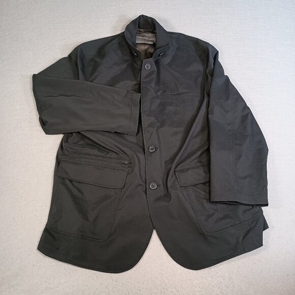 Eddie Bauer Mens 46 Black Travex Ultimate Voyager Travel Blazer Coat Flex Jacket - Picture 1 of 14